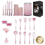 Keukengereiset roze marmerlook 25 delig