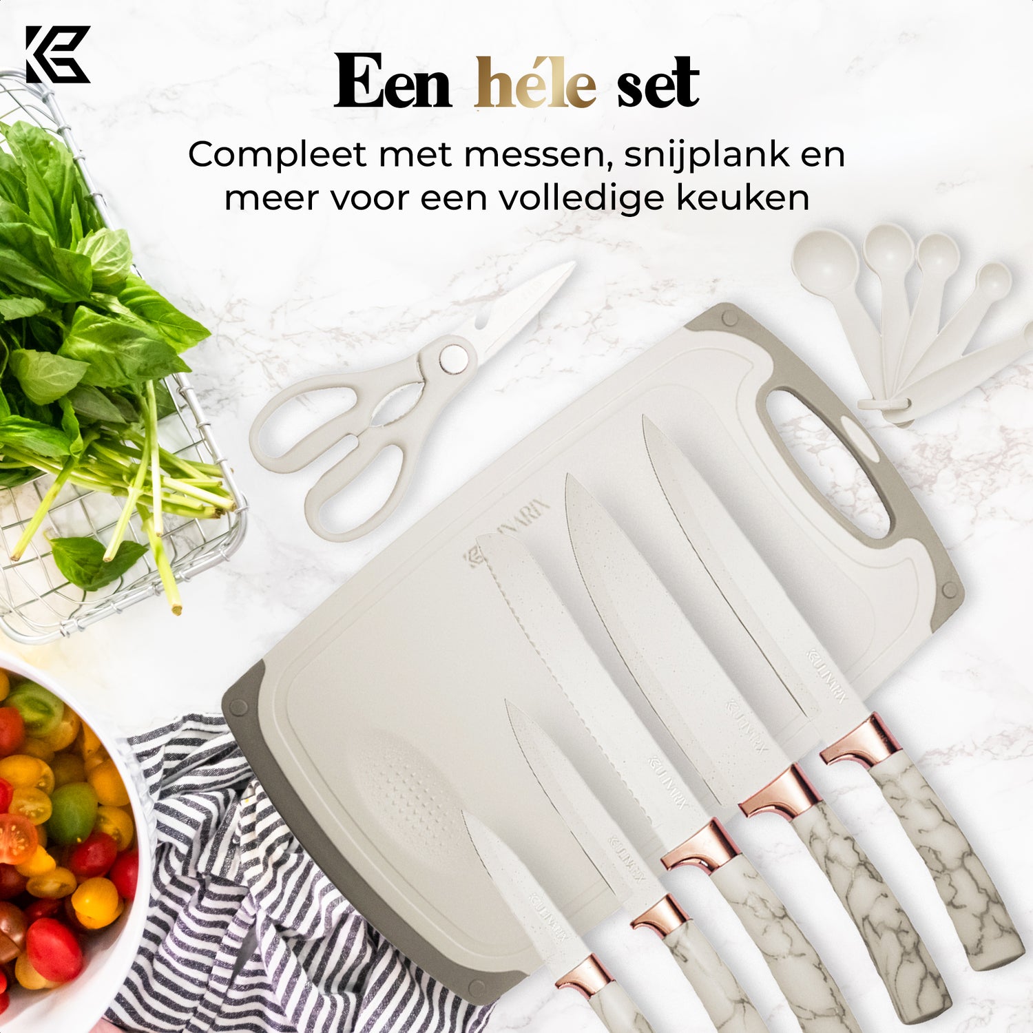 Keukengereiset wit marmerlook 25 delig
